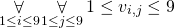 \begin{gather*} \displaystyle\mathop{\forall}_{1 \le i \le 9}\displaystyle\mathop{\forall}_{1 \le j \le 9} 1 \le v_{i,j} \le 9 \end{gather*}