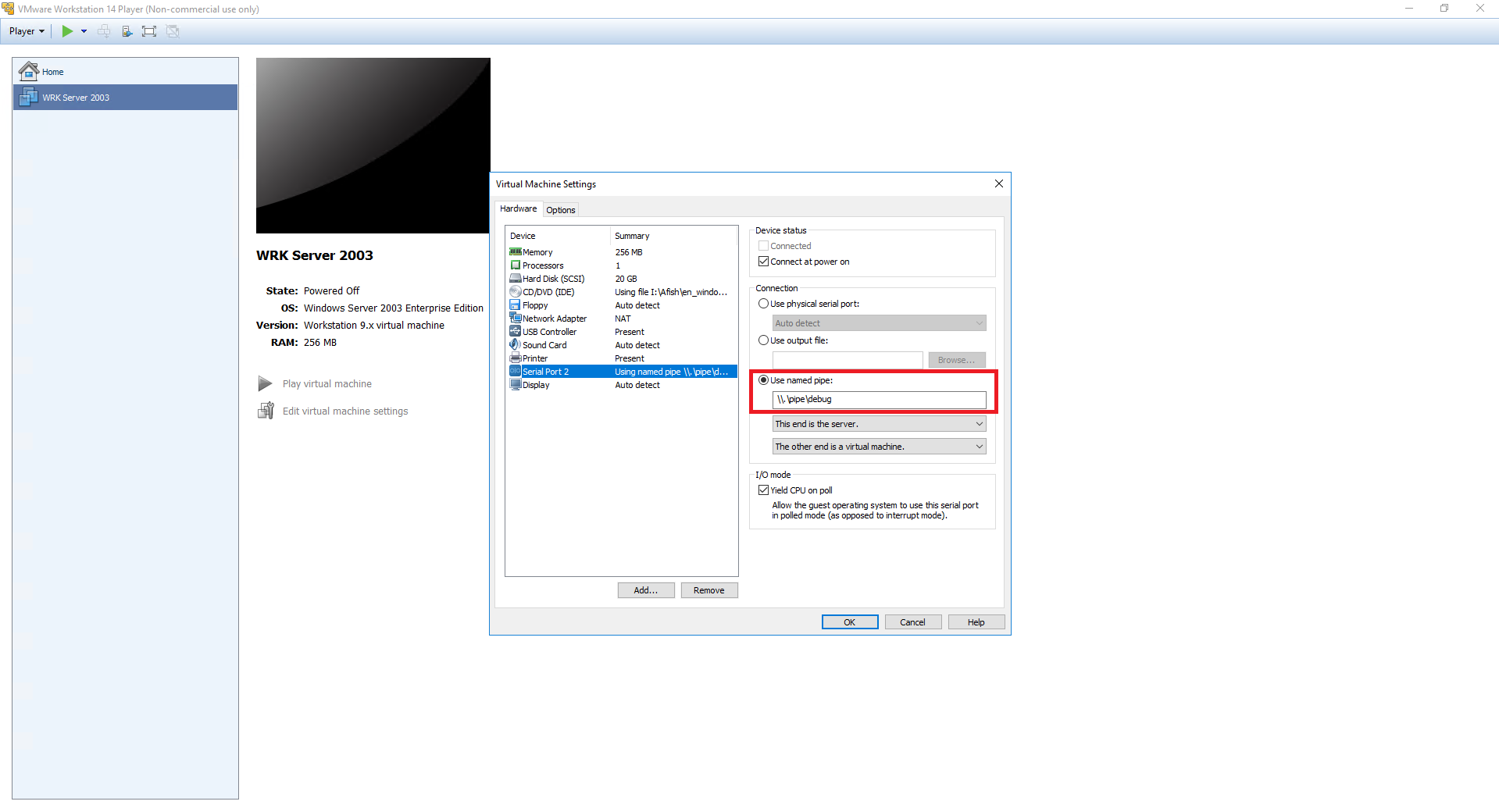 Serial port configuration